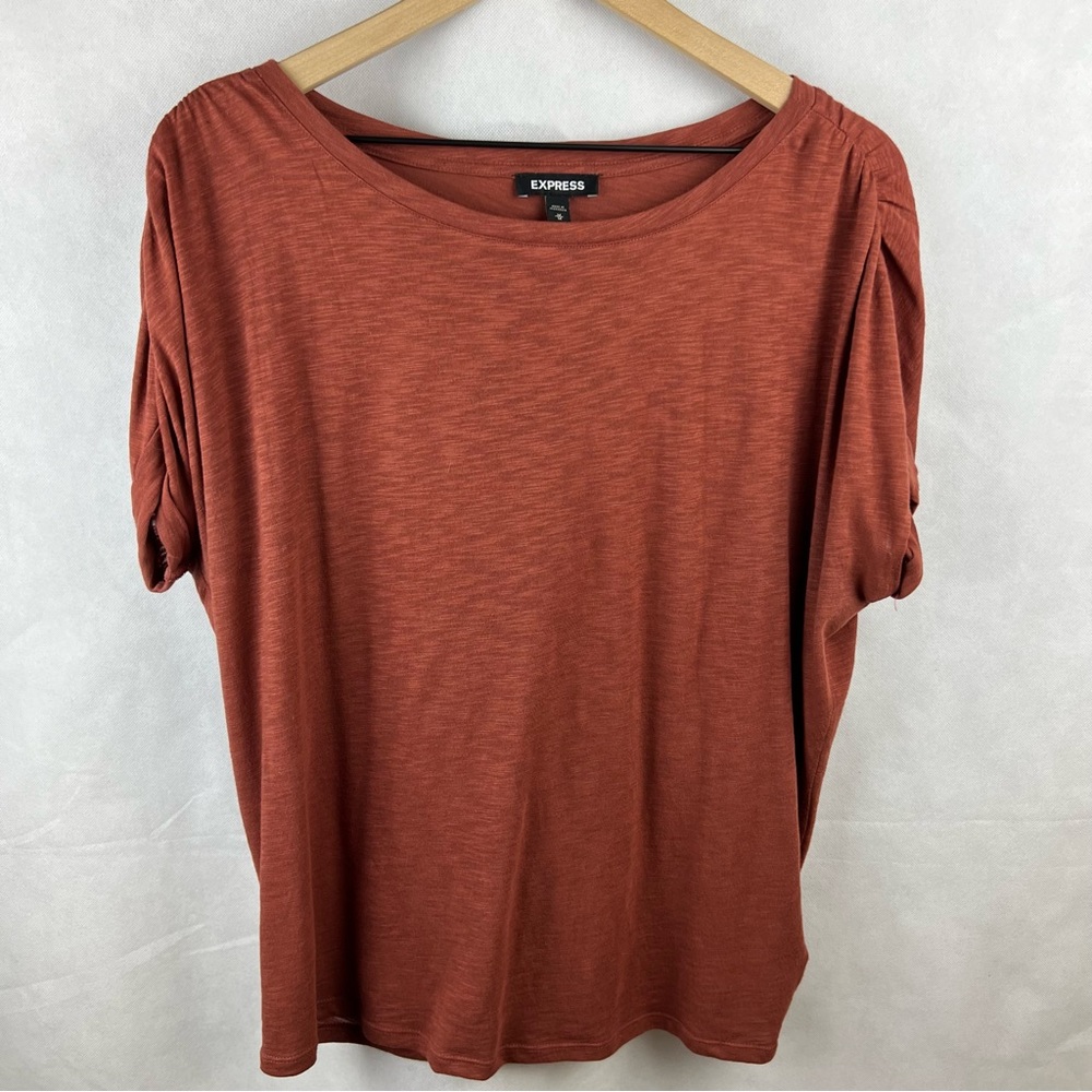 Express Burnout Tee with Shirred Sleeves